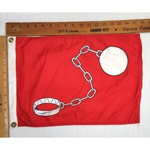 Vintage Dura-Lite Red Ball & Chain WIFE ON BOARD Nautical Flag 12"x18" (11"x18")